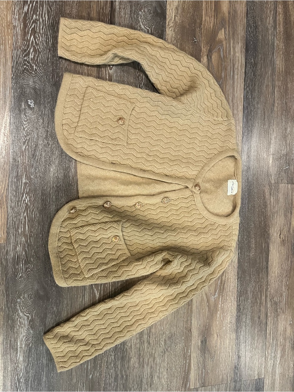 Chunky Knit Button-Front Cardigan in Tan
